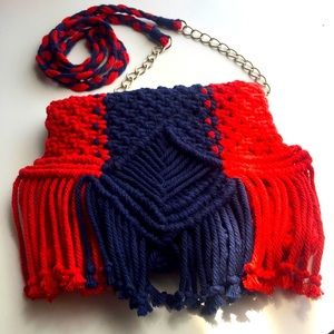 macrame bag blue/red